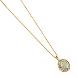 11.22 Carat Oval-Shaped Opal WIth Diamond Gold Pendant Necklace