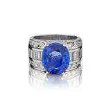 6.50 Carat Ceylon Blue Sapphire And Diamond Dress Ring