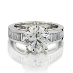 4.12 Carat Round Brilliant Cut Diamond Channel Set Baguette Ring