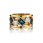 18KT Two-Tone Tourmaline And Brilliant Cut Diamond Band