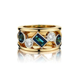 18KT Two-Tone Tourmaline And Brilliant Cut Diamond Band