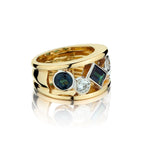 18KT Two-Tone Tourmaline And Brilliant Cut Diamond Band