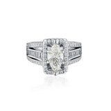 3.09 Carat Total Weight Halo Set Diamond Engagement Ring