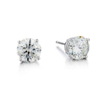 2.04 Carat Total Weight Round Brilliant Cut Diamond Stud Earrings