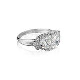 2.50 Carat Total Pear-Shaped Diamond Platinum Vintage Ring. Edwardian.