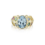 Secrett 18KT Yellow Gold Aquamarine, Sapphire And Diamond Ring