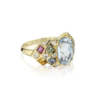 Secrett 18KT Yellow Gold Aquamarine, Sapphire And Diamond Ring