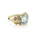 Secrett 18KT Yellow Gold Aquamarine, Sapphire And Diamond Ring