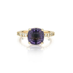 Sugar Loaf Amethyst And Diamond 14KT Rose Gold Ring