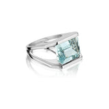 6.50 Carat Aquamarine 18KT White Gold Modern Ring