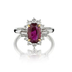 Platinum And White Gold Ruby And Diamond Ballerina Ring