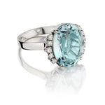 8.50 Carat Aquamarine And Diamond White Gold Cocktail Ring