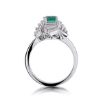 0.80 Carat Square-Cut Green Emerald And Diamond Dress Ring