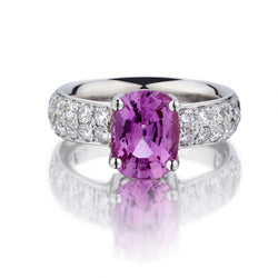 3.20 Carat Pink Sapphire And Diamond White Gold Ring