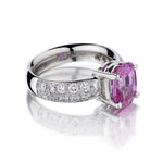 3.20 Carat Pink Sapphire And Diamond White Gold Ring