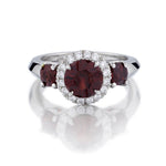 Platinum Tsavourite Garnet Halo-Set Diamond Dress Ring