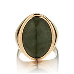 Men's 18KT Rose Gold Oval-Shaped Bezel-Set Jade Ring