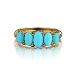 Turquoise And Old-Mine Cut Diamond Yellow Gold Vintage Ring