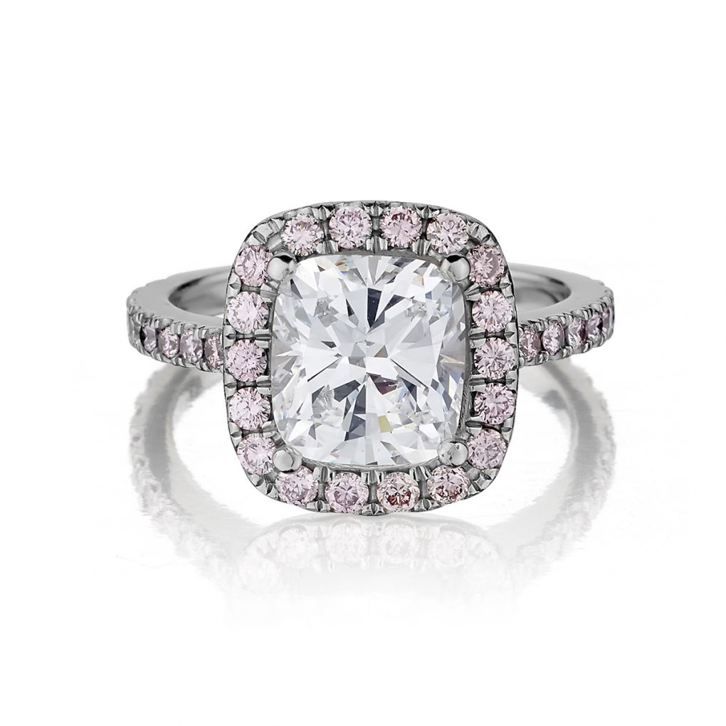 Pink square sale engagement rings