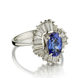 Sapphire And Old-Baguette Cut Diamond Ballerina Ring