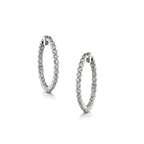 10.00 Carat Total Weight Round Brilliant Cut Diamond Hoop Earrings