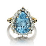 8.50 Carat Aquamarine And Diamond Halo-Set Cocktail Ring