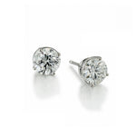 2.05 Carat Total Weight Round Brilliant Cut Diamond Stud Earrings