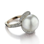 14MM South Sea Pearl And Pave Diamond Swirl Dress Ring