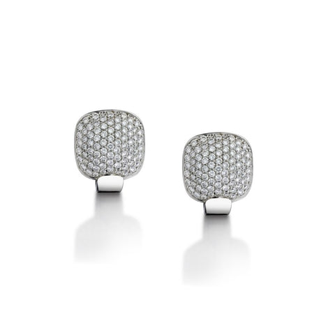 1.40 Carat Total Weight Pave-Set Brilliant Cut Diamond Stud Earrings