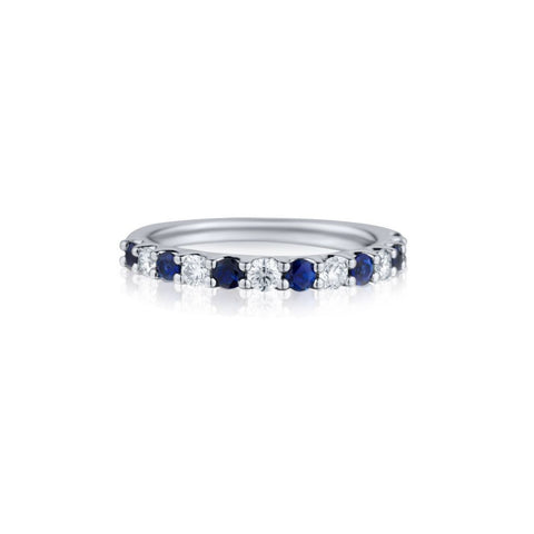 Ladies 18kt W/G Blue Sapphire and Diamond Band. Half Eternity Band