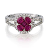 UNIQUE 14Kt White Gold Ruby & Diamond Ring