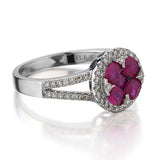 UNIQUE 14Kt White Gold Ruby & Diamond Ring