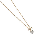 14KT Yellow Gold Pave-Set Diamond Heart Pendant Necklace