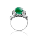 Mid-Century Unique Jade And Transitional Cut Diamond Ring