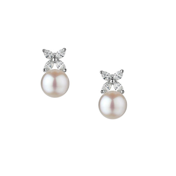 Delicate Female Earrings 925 Sterling Silver Bowknot Pearl Inlaid Cubic  Zircon Earrings Women Wedding Jewelry Boucle D'oreille