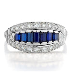 Mid-Century White Gold Single Cut Diamond And Sapphire Ring