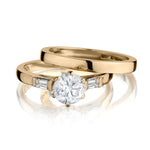 18KT Yellow Gold Round Brilliant Cut Diamond Wedding Set