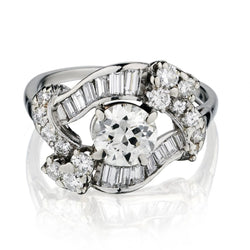 Platinum Vintage Ladies Diamond  Ring:1.55 ct TW