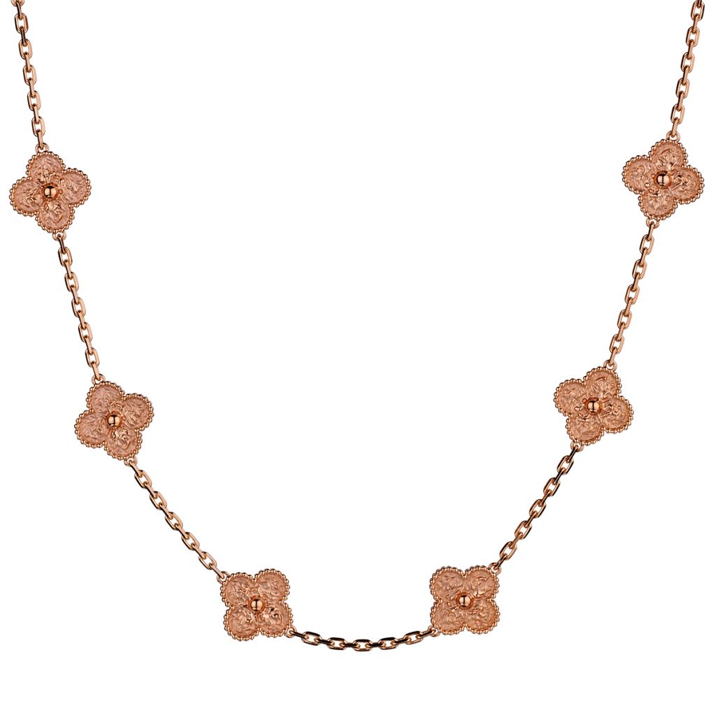 Van Cleef & Arpels 10 Motif Alhambra Rose Gold Necklace – Van Rijk