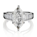 LADIES 18KT WHITE GOLD MARQUISE CUT DIAMOND RING 2.85ct