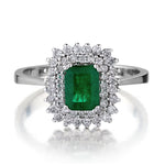 Ladies Green Emerald and Diamond Ring.