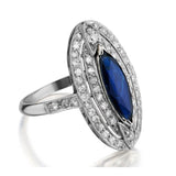 LADIES Platinum vintage Diamond and Blue Sapphire ring.