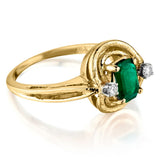 Ladies 14kt Yellow Gold Green Emerald and Diamond Ring.