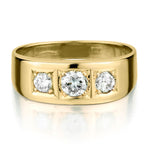 Mens  Vintage 14kt Yellow Gold Diamond Band . 0.65 Tcw. European Cut Diamonds.