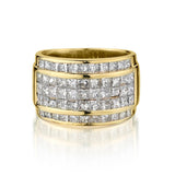 Ladies 18kt Yellow Gold Diamond Band. 4.00 Tcw Princess Cuts.