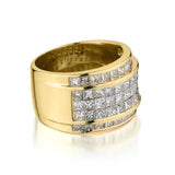 Ladies 18kt Yellow Gold Diamond Band. 4.00 Tcw Princess Cuts.