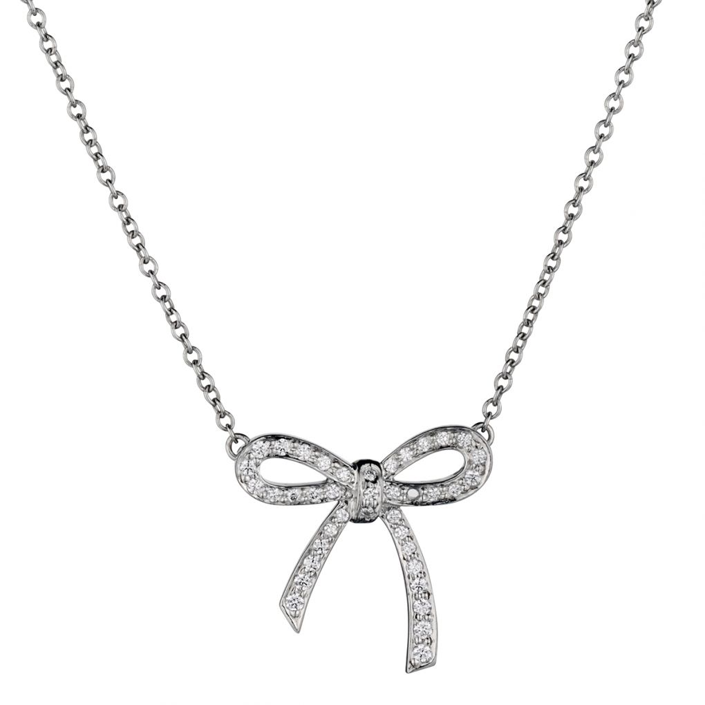 Tiffany & Co Platinum Diamond Bow Pendant Necklace – Van Rijk