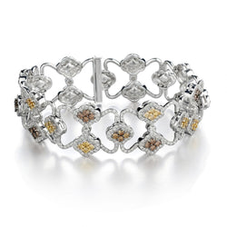 18kt W/G Multi Colored Diamond Bracelet .13.00ct TW