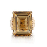 Retro Vintage Smokey Topaz Ring Set in 14kt Rose Gold.