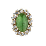 Ladies Jade and Diamond Ring. 14kt W/G